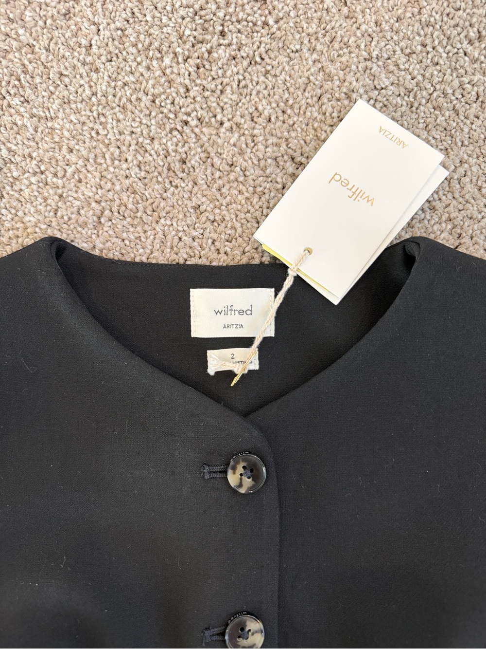 Aritzia Black Sleeveless Button-Down Vest - Picture 3 of 3